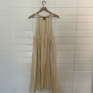 ROOLEE yellow white striped empire waist midi dress size small